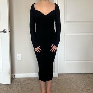 Bodycon Sweetheart Neckline Black Maxi Dress